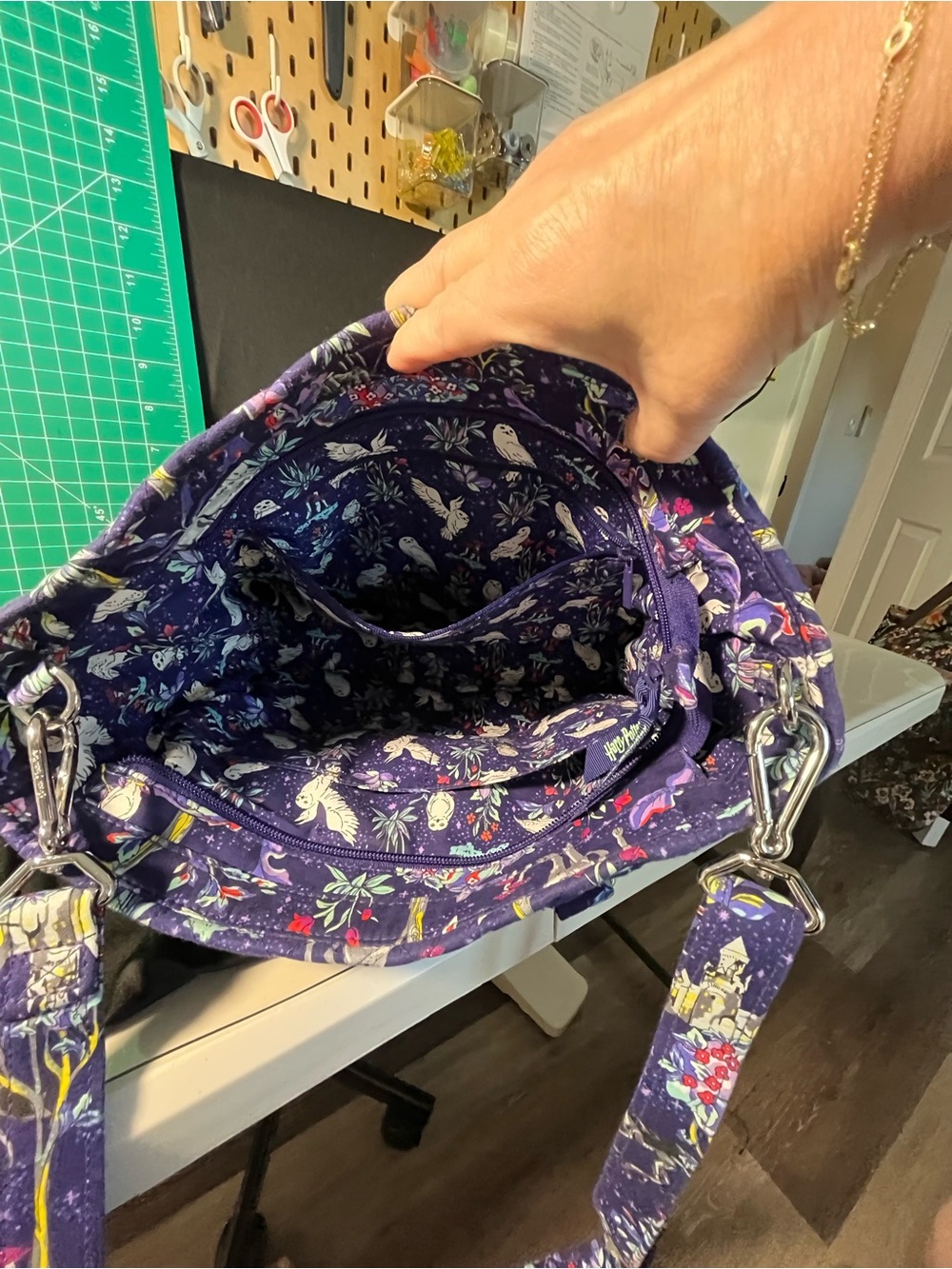 Vera Bradley Harry Potter Quilted crossbodyTote in Deep purple and Lavender - Picture 3 of 3